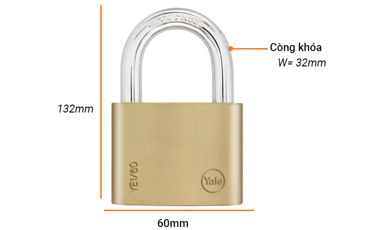 Khóa bấm thân đồng thau 60mm Yale YE1D/60/132/1