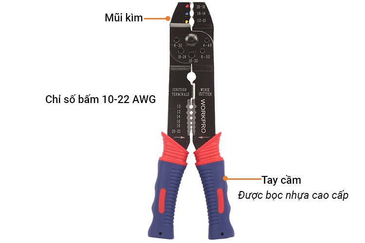 Workpro W091017 multi-purpose code crimping pliers 10-22 AWG
