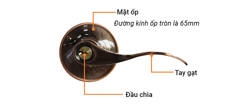 Khóa tròn gạt màu đồng đỏ Yale VL6547US11