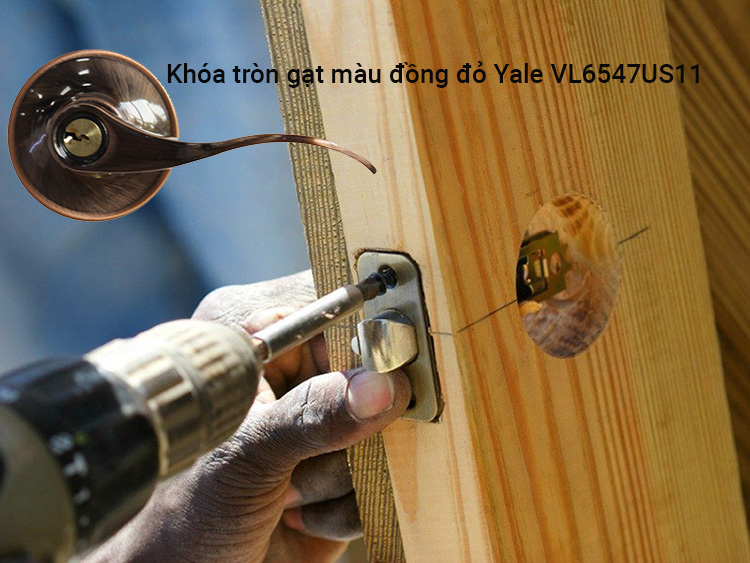 Khóa tròn gạt màu đồng đỏ Yale VL6547US11
