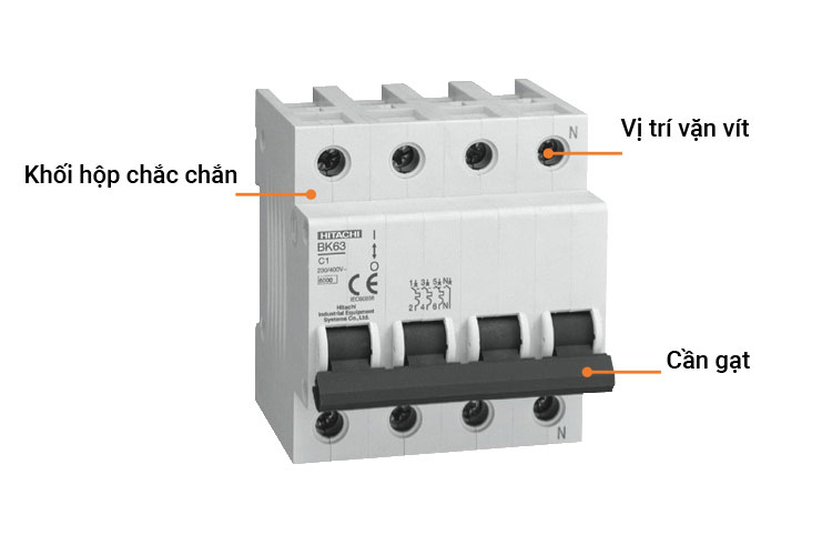 CB tép Hitachi BK63 4P 6A