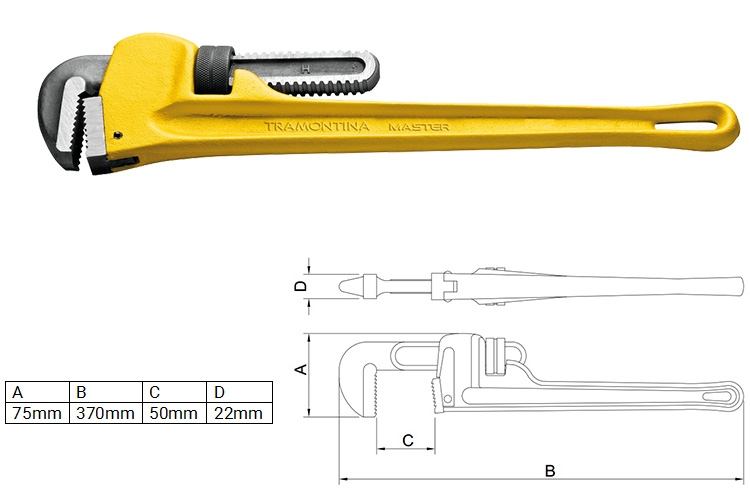 Kích thước của kìm nước Tramontina 41067014