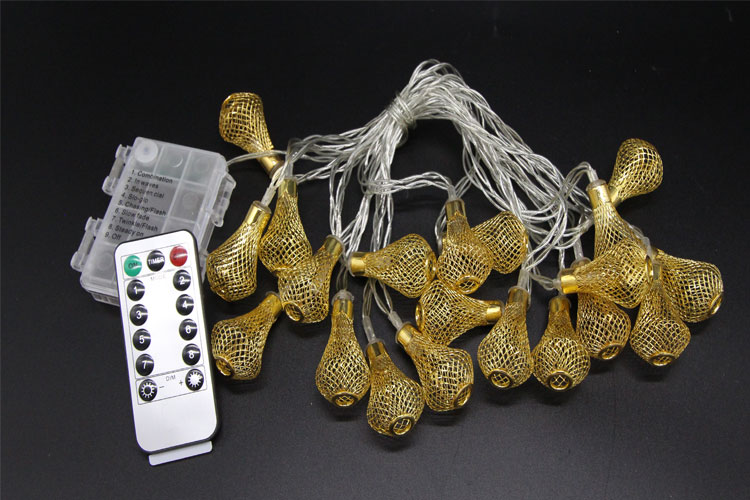 Dây đèn LED trang trí dài 5m, 20 bóng hình đèn lồng có remote điều khiển từ xa dùng pin