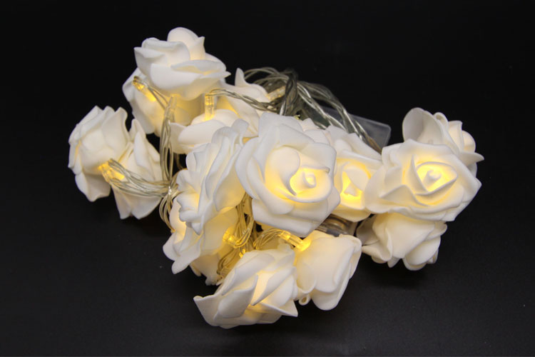 Dây đèn LED trang trí dài 5m, 20 bóng hình hoa hồng dùng pin