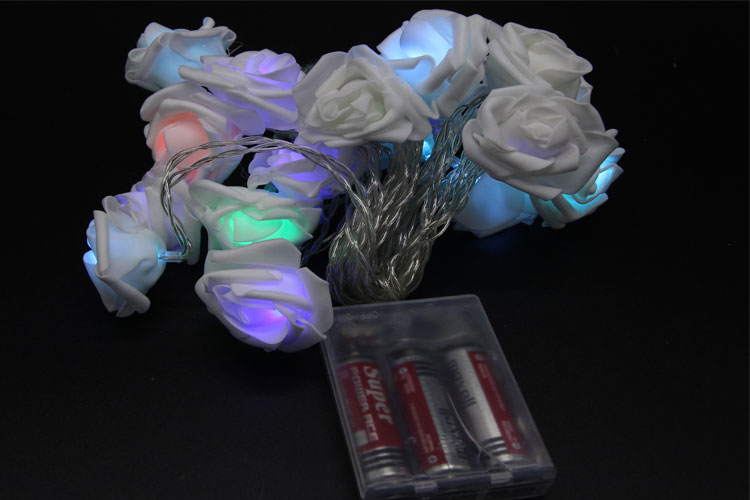 dây đèn LED trang trí dài 5m, 20 bóng hình hoa hồng có đổi màu dùng pin