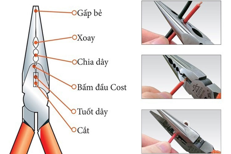 Kìm nhọn đa năng 6inch/150mm Fujiya AMR-150S