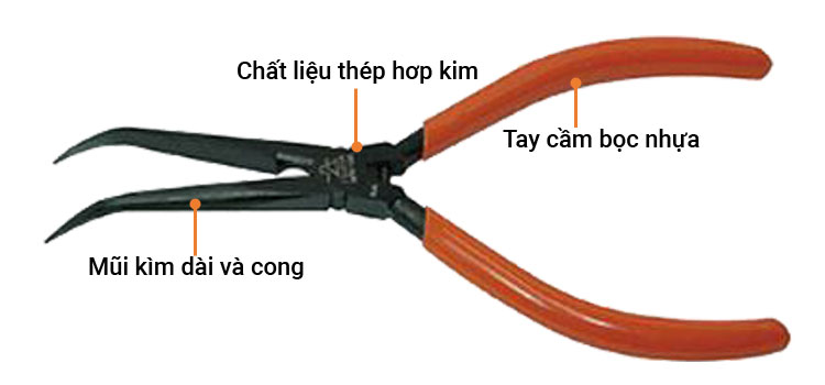 Kìm nhọn kỹ thuật mini mỏ cong 6inch/150mm Fujiya ATR-150SB