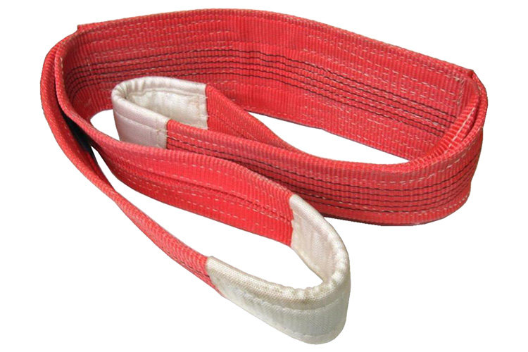 Flat fabric cable with two eyes, 5 tons