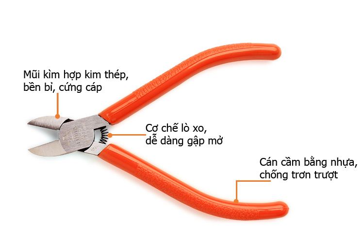 Cấu tạo chi tiết Kìm cắt tiêu chuẩn 6 inch Fujiya