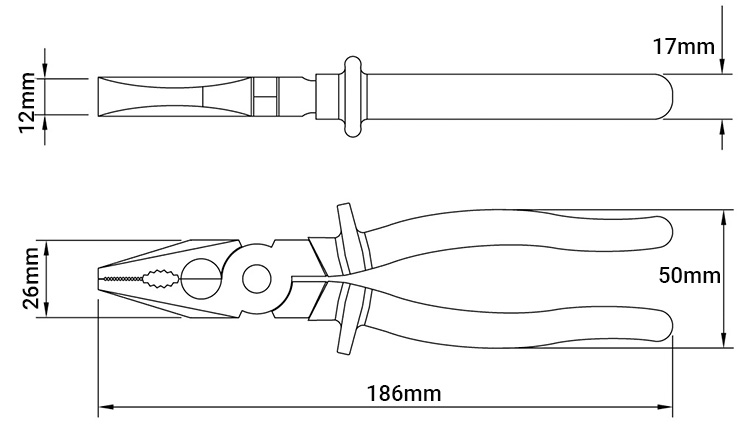 Kích thước của kìm đa năng 7 inch Tramontina 44000107