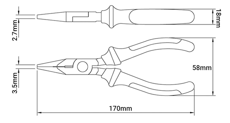 Kích thước của kìm mỏ nhọn 6 inch Tramontina 44005106