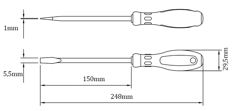 Kích thước của tua vít Tramontina 44127023