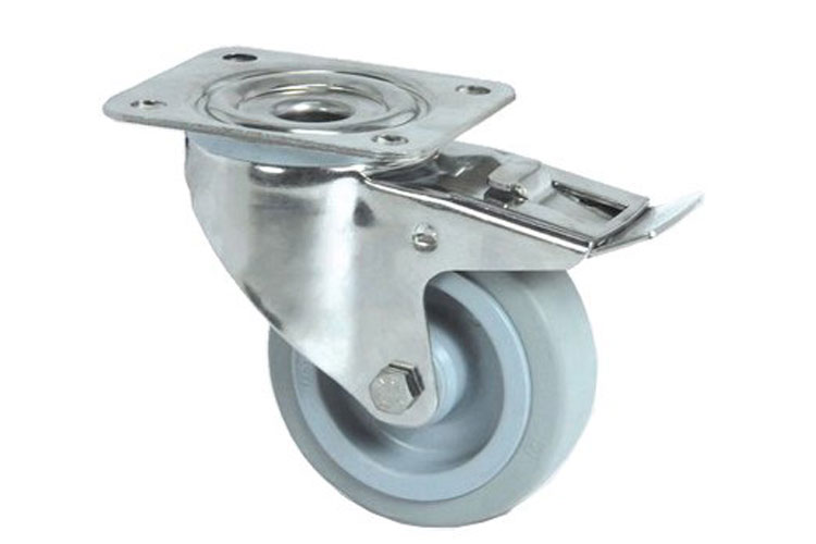 Bánh xe cao su dòng 8470 tải trọng nặng trục xoay có chốt khóa Tente 8477UFD125P62