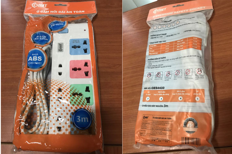 Ổ cắm nối dài 3m Comet CES4433