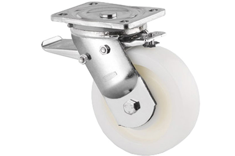 Nylon wheel series 9680 heavy duty swivel shaft with locking pin Tente 9682TOP160x50P63