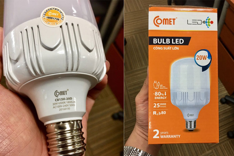 Bộ 02 bóng Led Bulb 20W Comet CB13H-20D ánh sáng trắng