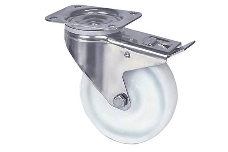 Bánh xe Nylon dòng 8470 tải trọng nặng trục xoay có chốt khóa Tente 8477UOD160P63