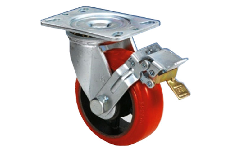 Bánh xe PU dòng 40 tải trọng nặng trục xoay có chốt khóa Kyung Chang 4280S A1 PC TB