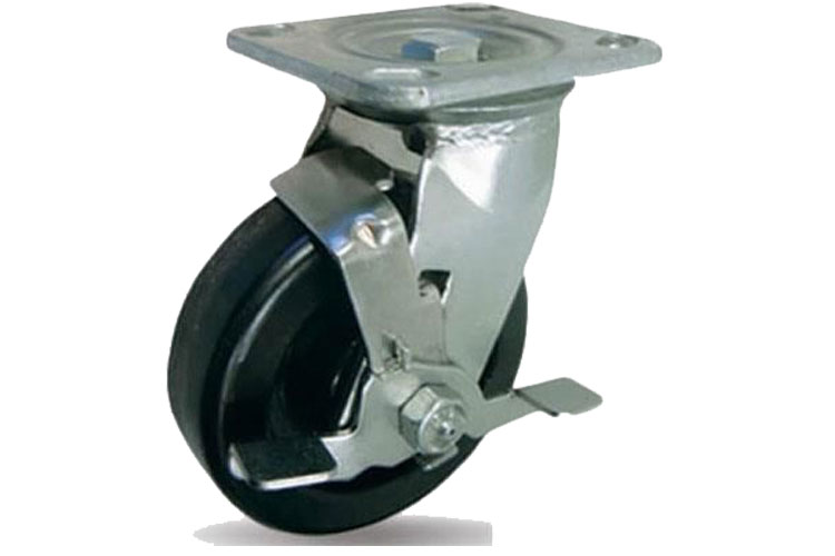 Ethos 494XHQ100P45 heavy duty 490 series Phenolic heat-resistant casters with brake