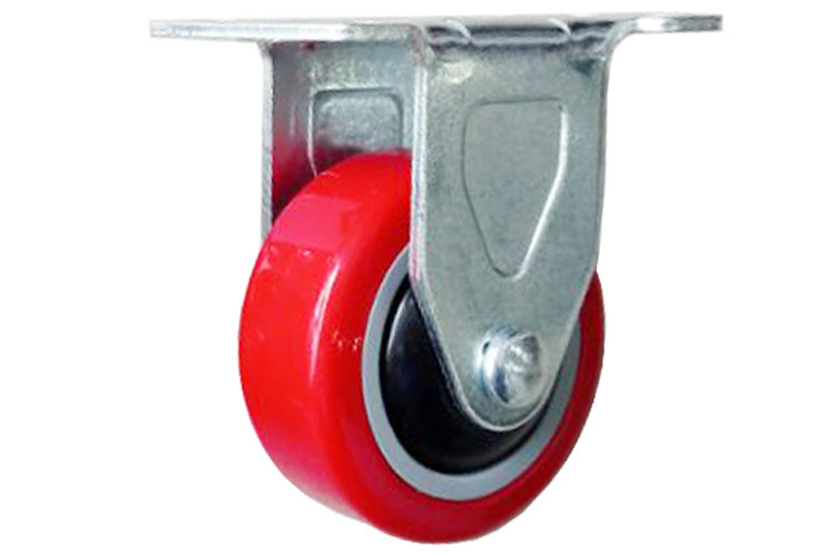 Bánh xe PU đỏ tải trọng nhẹ trục cố định Kyung Chang 2040R A1 PVC