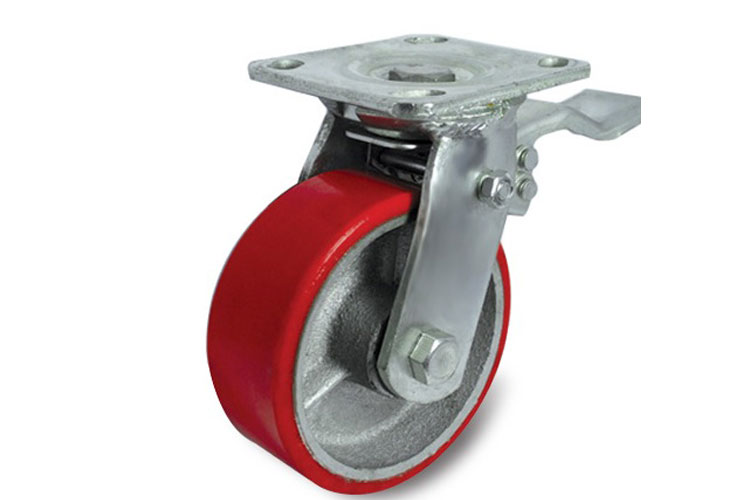 Ethos 493XUQ250P63 heavy-duty 490 series PU wheel with brake pivot