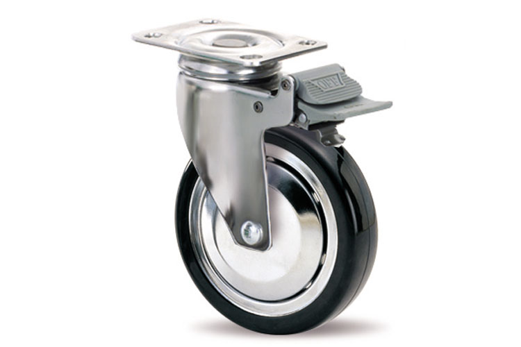 Bánh xe cao su chống tĩnh điện tải trọng nhẹ trục xoay có chốt khóa Catis PB125/ANT