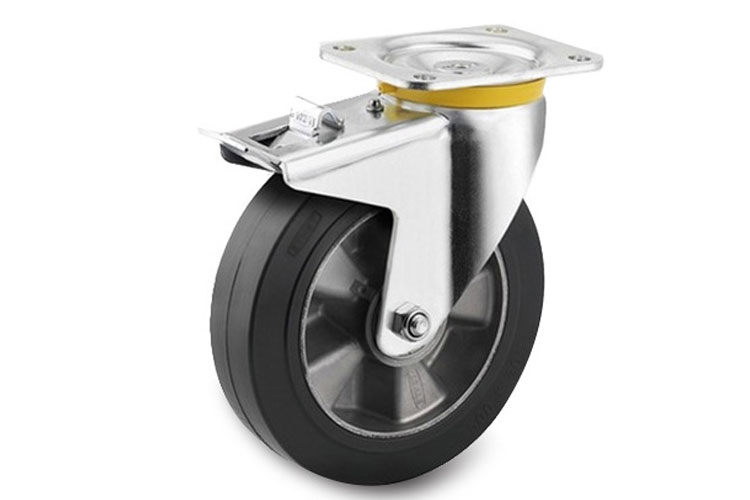 Bánh xe cao su dòng 4680 chịu tải trọng nặng trục xoay có khóa an toàn Tente 4687IEP250P63