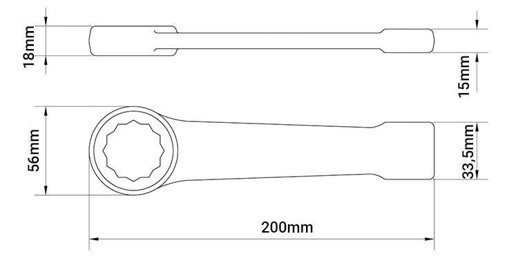 Kích thước của cờ lê vòng đóng Tramontina 44632034