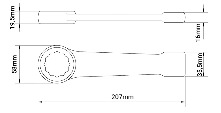 Kích thước của cờ lê vòng đóng Tramontina 44632036