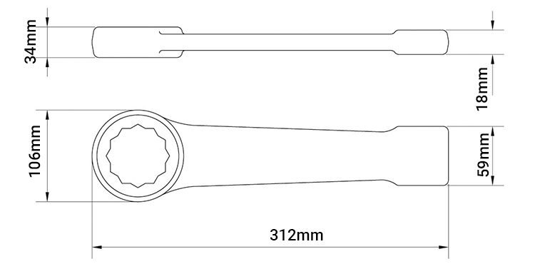 Kích thước của cờ lê vòng đóng Tramontina 44632070