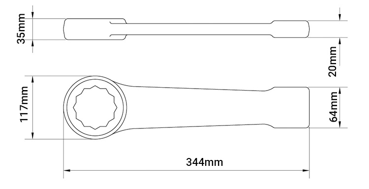 Kích thước của cờ lê vòng đóng Tramontina 44632080