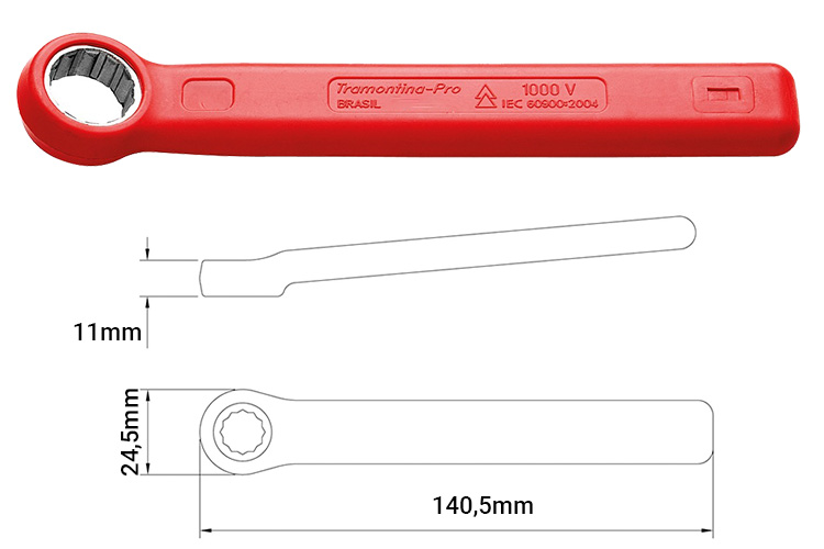 Dimensions of Tramontina 44322013 insulated 13mm ring wrench