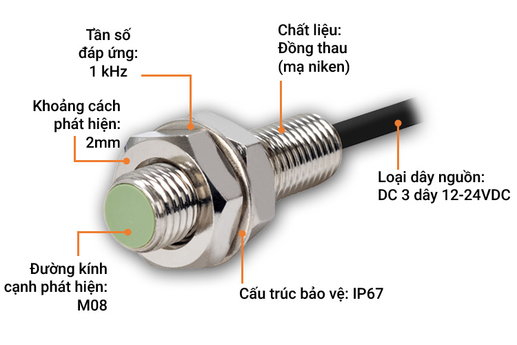 Cảm biến từ đầu lồi hình trụ Autonics PR08-2DP