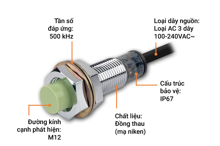 Cảm biến từ đầu lồi hình trụ Autonics PR12-4DN