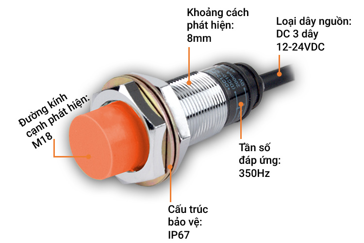 Cảm biến từ đầu lồi hình trụ Autonics PR18-8DP