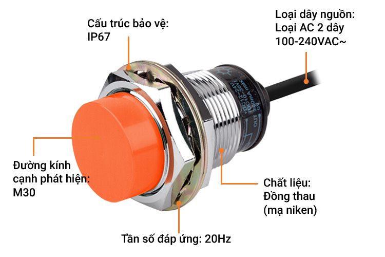Cảm biến từ đầu lồi hình trụ Autonics PR30-15AC