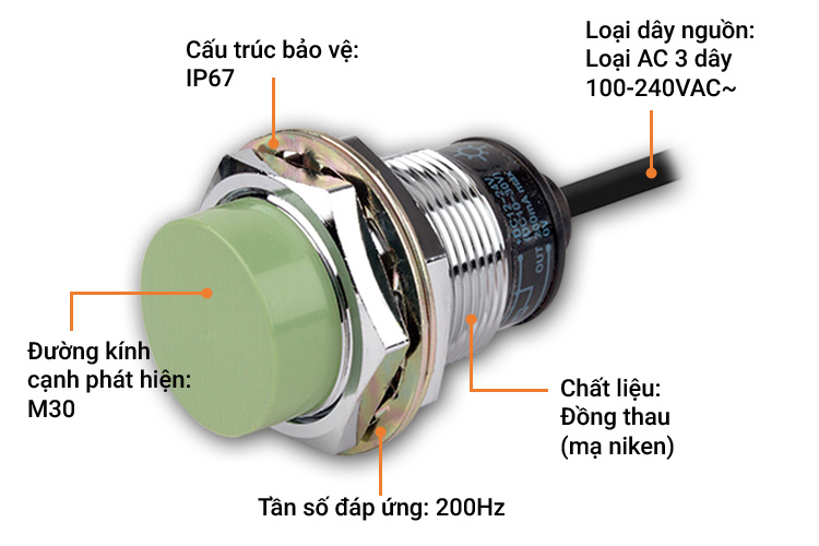 Cảm biến từ đầu lồi hình trụ Autonics PR30-15DP
