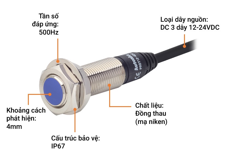 Cảm biến tiệm cận khoảng cách phát hiện dài Autonics PRD12-4DN