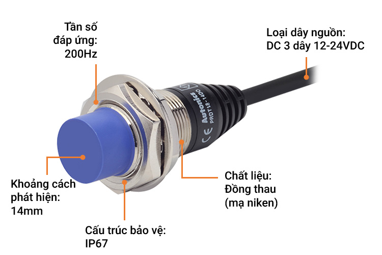 Cảm biến tiệm cận khoảng cách phát hiện dài Autonics PRD18-14DN