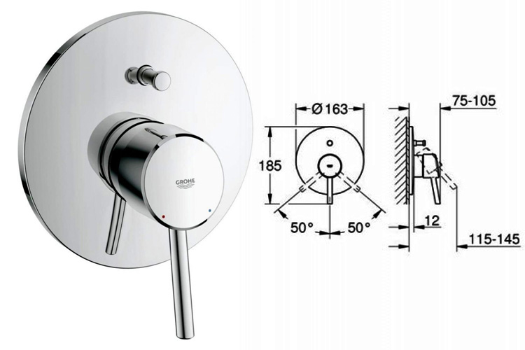 Mặt nạ bộ trộn âm 2 chế độ Concetto GROHE 19346001
