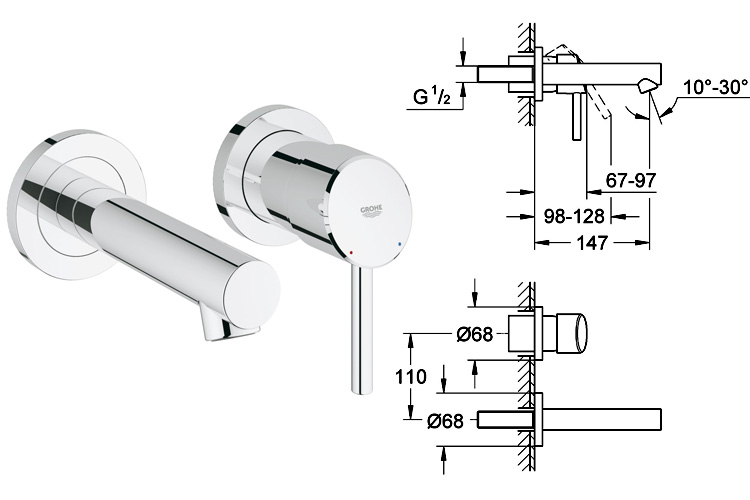 Bộ vòi âm 2 lỗ Concetto GROHE 19575001