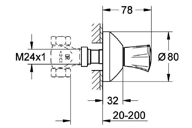 Tay vặn van khóa âm tường Costa L GROHE 19806001