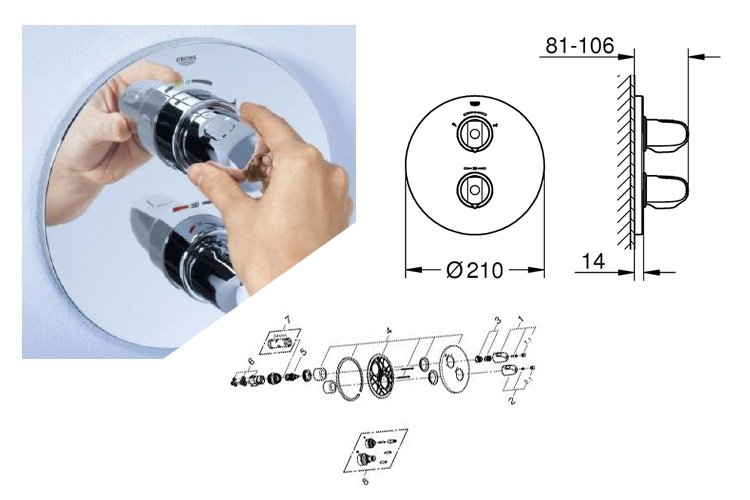 Mặt nạ cho bộ trộn âm tường GRT 1000 GROHE 19986000