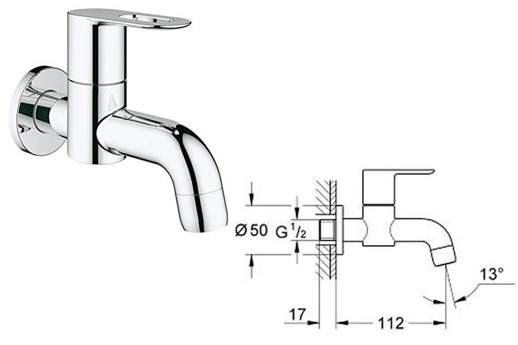 bộ vòi đơn 1 ngõ ra BauLoop GROHE 20237000