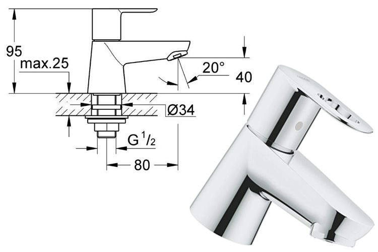 Vòi lạnh BauLoop GROHE 20422000