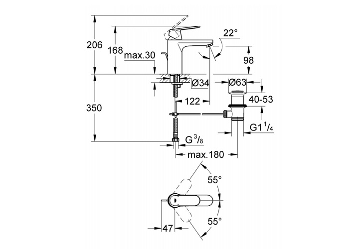 Vòi chậu nóng lạnh EurosmartCosmo M-Size GROHE 23325000