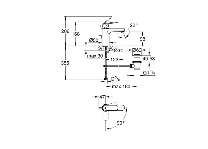 Vòi nóng lạnh M-Size EurosmartCosmo Eco GROHE 2339600E