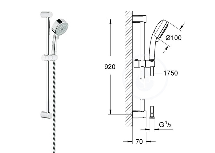 Bộ tay sen NTempCosmop II 600mm Eco GROHE 2757810E