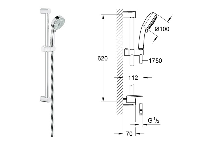 Tay sen và bộ thanh trượt NTempesta III GROHE 27929001
