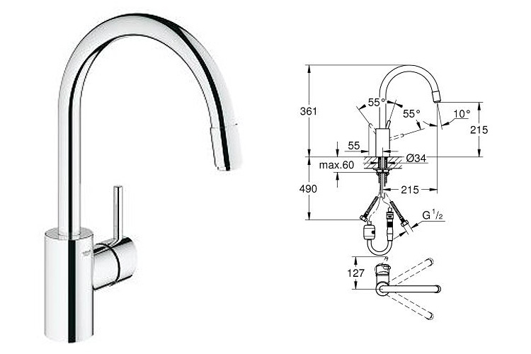 Vòi bếp Grohe GROHE 31117001